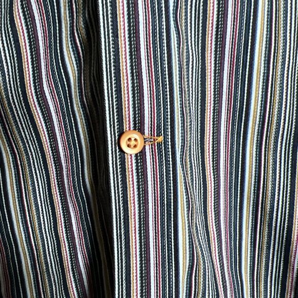 Thomas Dean Men's Shirt L Multicolor Striped Long Sleeve Button Up Collared - Picture 4 of 6